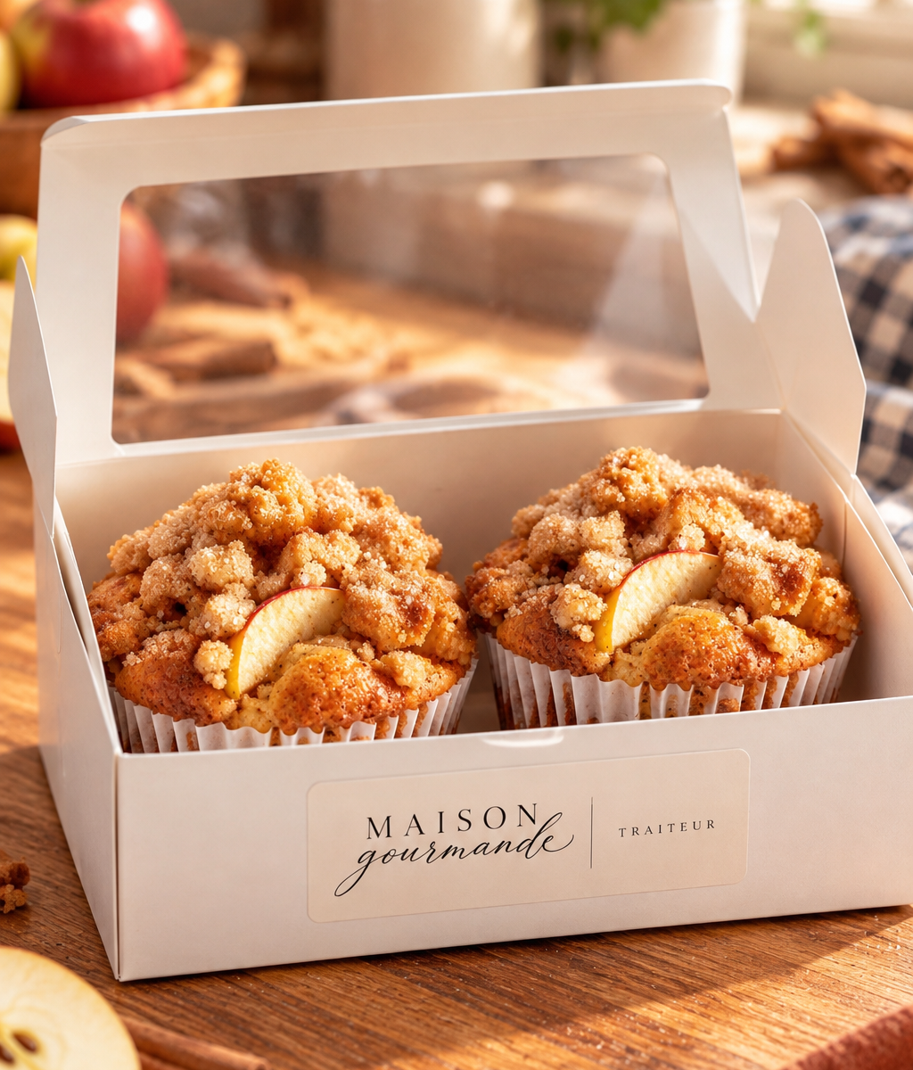 Muffins aux pommes et crumble- boite de 2